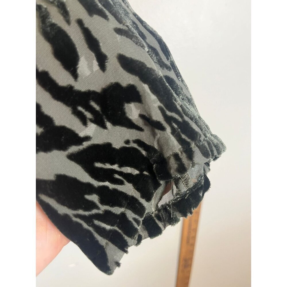 Animal Print Silk Burnout Shirt Black S Retro Neutral Preppy Classic Lagen Boho - Picture 9 of 10